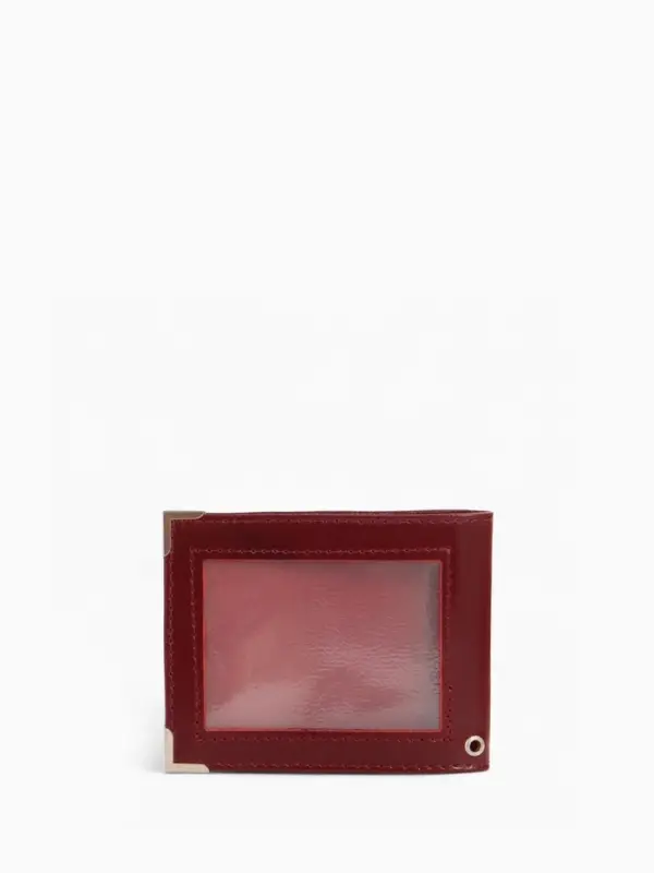 Обложка для удостоверения с окошком, бордовая