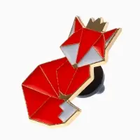Значок &laquo;Графичные животные&raquo;, лиса, оранжево-белый в золоте