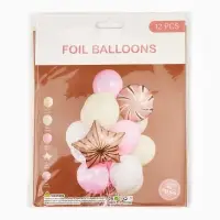 Воздушные шары "Розовые грани" фольга, латекс, набор 12 штук