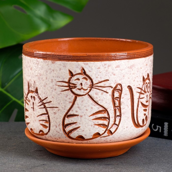 Горшок цветочный Горшок цветочный "Атлант" котики 1,5 л