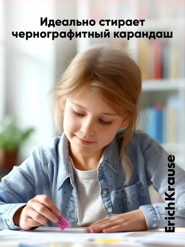 Ластик ErichKrause Joy, 50&times;22&times;12 мм, мягкий, гипоаллергенный, МИКС