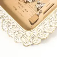 Фоторамка полистоун 10х15 см "Орнамент из листьев" белая с золотом 16,1х1,9х21,3 см