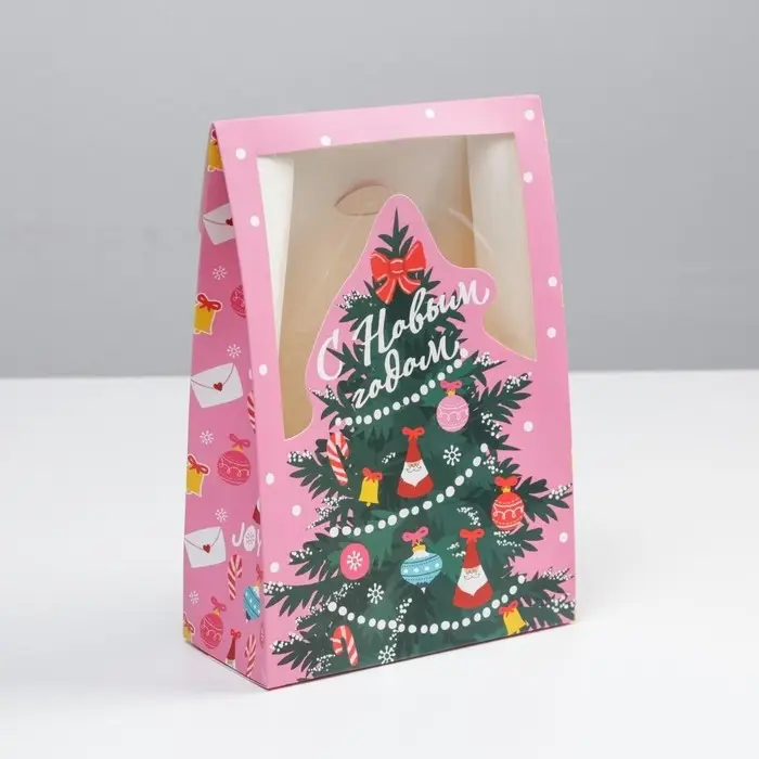 Коробка подарочная новогодняя складная &laquo;Розовые сладости&raquo;, 15 х 7 х 22 см, Новый год