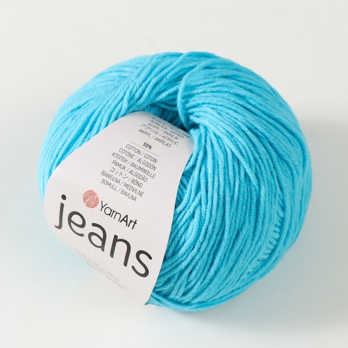 Пряжа "Jeans" 55% хлопок, 45% акрил 160м/50гр (33 бирюза)