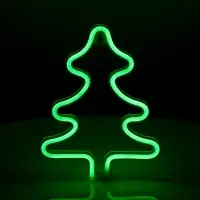 Неоновая вывеска &laquo;Ёлка&raquo; 19x25 см, от батареек ААх3, USB, свечение зелёное