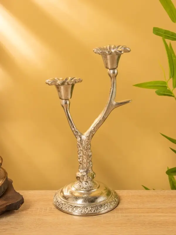 Подсвечник на 2 свечи «Дуэт», 12×15×29 см, алюминий