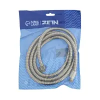 Душевой шланг ZEIN Z28PS, 200 см, цинковые гайки 1/2", латунная втулка, нержавеющая сталь, Имп/Имп