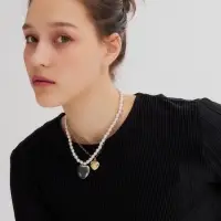 Кулон на бусах &laquo;Трио сердец&raquo;, цепь, жемчуг, набор 3 шт., прозрачно-белый в золоте, серебре, 35+40 см