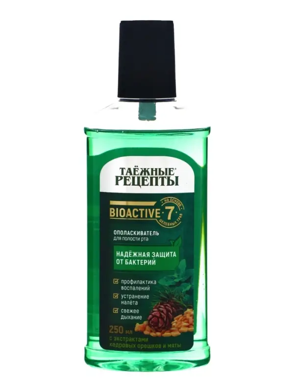 Ополаскиватель для рта Таёжные рецепты с экстрактом кедровых орешков и мятой, 250 мл