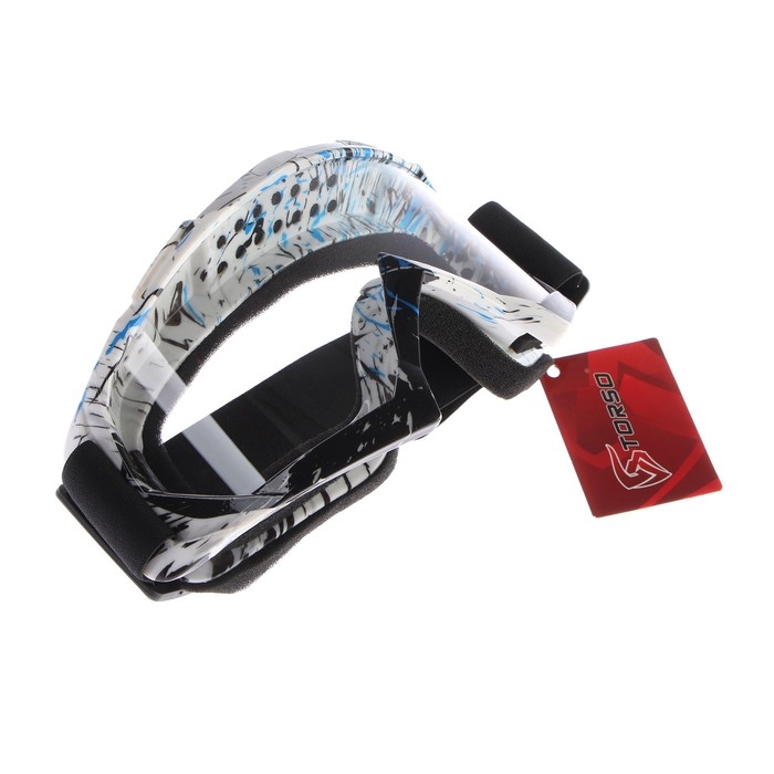 Очки-маска для езды на мототехнике, стекло прозрачное, белый-синий-чёрные, ОМ-23 Очки-маска для езды на мототехнике, стекло прозрачное, белый-синий-чёрные, ОМ-23