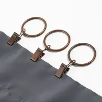Кольцо для карниза, с зажимом, d=32/38 мм, 10 шт., цвет медный
