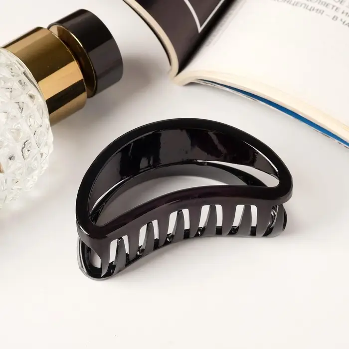 Крабик для волос &laquo;Глянец&raquo;, утончённая дуга, 6.5&times;3 см, чёрный