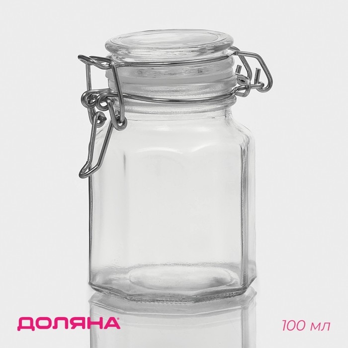 Банка стеклянная для хранения сыпучих продуктов Доляна «Грани», 100 мл, 6×7×8 см, с бугельным замком 6 граней Банка стеклянная для хранения сыпучих продуктов Доляна «Грани», 100 мл, 6×7×8 см, с бугельным замком 6 граней