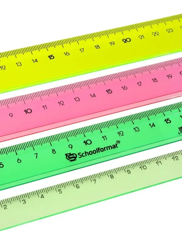 Набор пластиковых линеек Calligrata, 4 штуки (15, 20, 25 и 30 см), прозрачные, МИКС