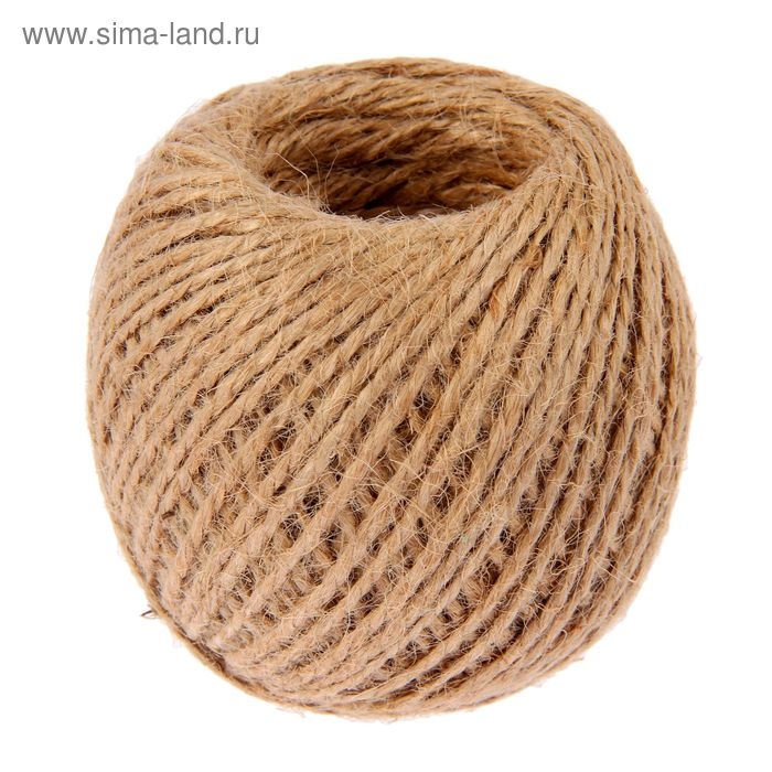 Шпагат джутовый, скрученный d=1,5 мм, 60 м, цвет натуральный Шпагат джутовый, скрученный d=1,5 мм, 60 м, цвет натуральный