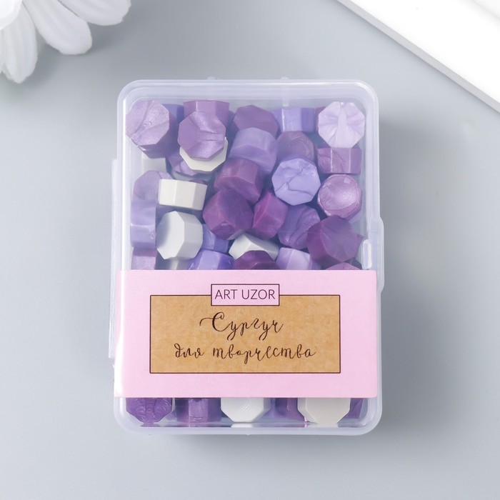 Сургуч в гранулах в коробочке Сургуч в гранулах в коробочке "Восьмигранник" палитра фиолет 30 гр 2,4х5,5х7 см