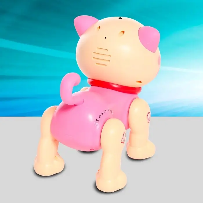 Робот кот &laquo;Пультовод&raquo; ZHORYA, на пульте управления, интерактивный: сенсорный, звук, свет, на батарейках, на русском языке, розовый