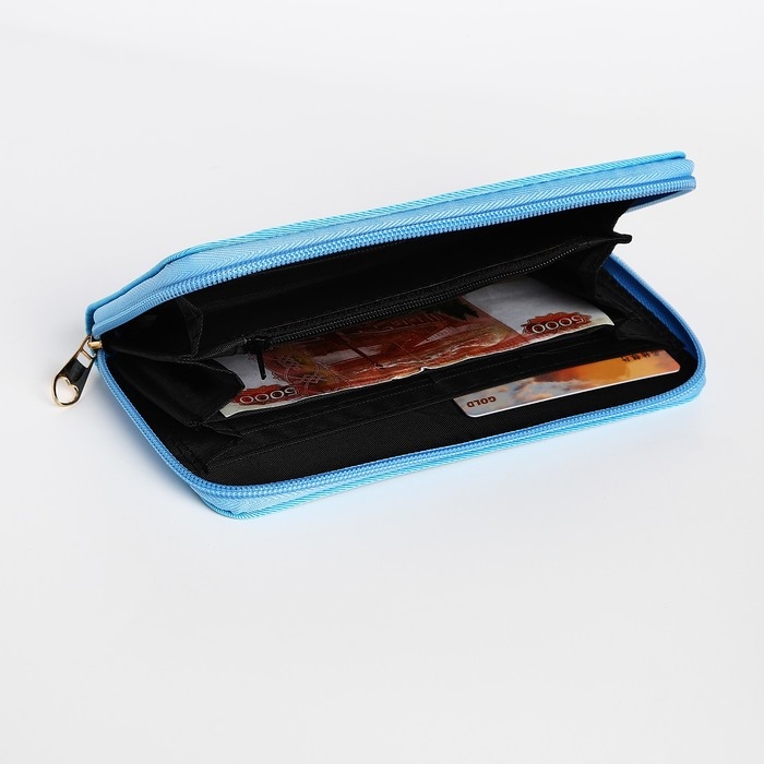 Кошелёк женский на молнии, цвет голубой Кошелёк женский на молнии, цвет голубой