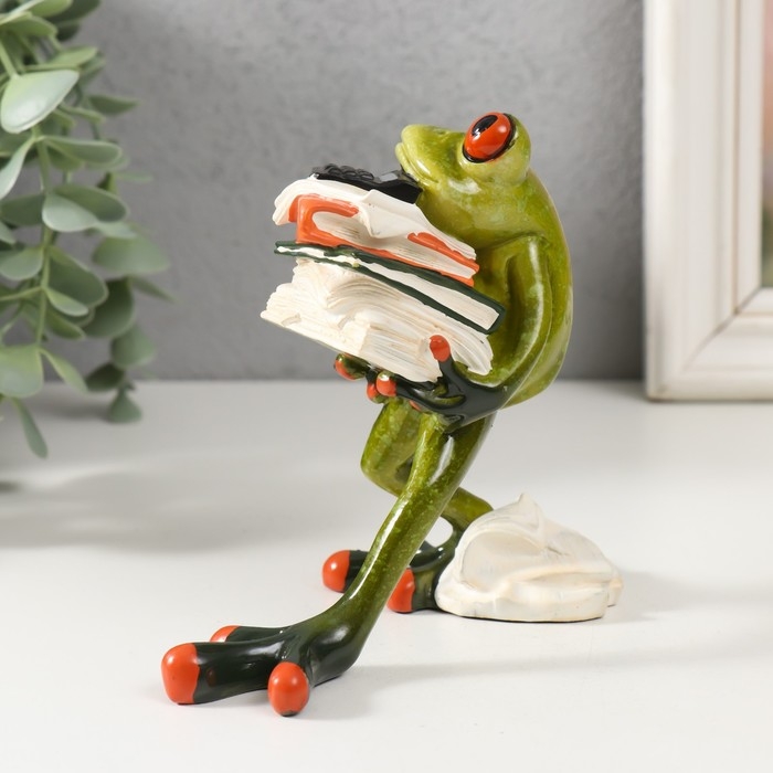 Сувенир полистоун лак Сувенир полистоун лак "Лягуха - Бухгалтер" 11х13х5,5 см