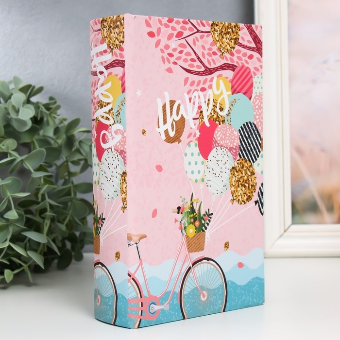 Сейф-книга дерево кожзам Сейф-книга дерево кожзам "Велосипед с воздушными шарами" 21х13х5 см