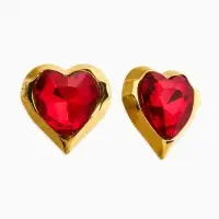 Серьги &laquo;Императрица&raquo; сердце, красные в золоте