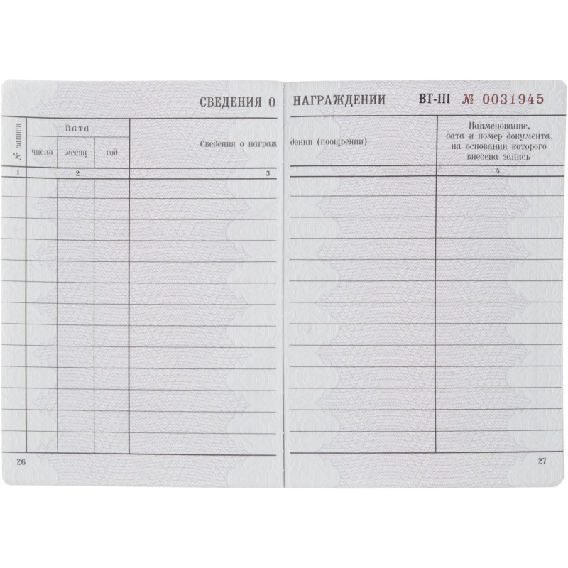 Бланк Вкладыш к трудовой книжке (новый 2023г)