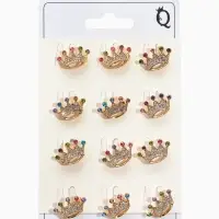 Брошь &laquo;Корона&raquo;, радужная, цветная в жёлтом золоте