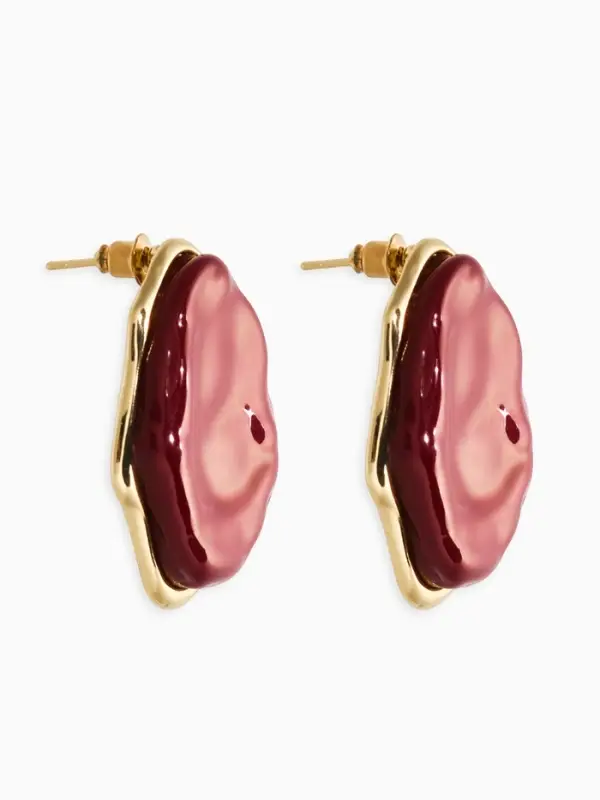 Серьги акрил мятый "Овал", цвет бордовый в золоте