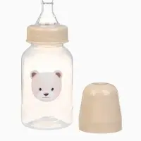 Бутылочка для кормления Bear 150 мл, цилиндр, бежевый Mum&Baby