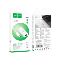 Адаптер Hoco UA22, Type-C - ethernet (100 Mб), 15 см, белый