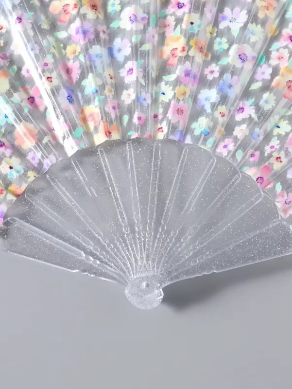 Веер складной пластик &laquo;Цветочная россыпь&raquo;, блеск, 23 см