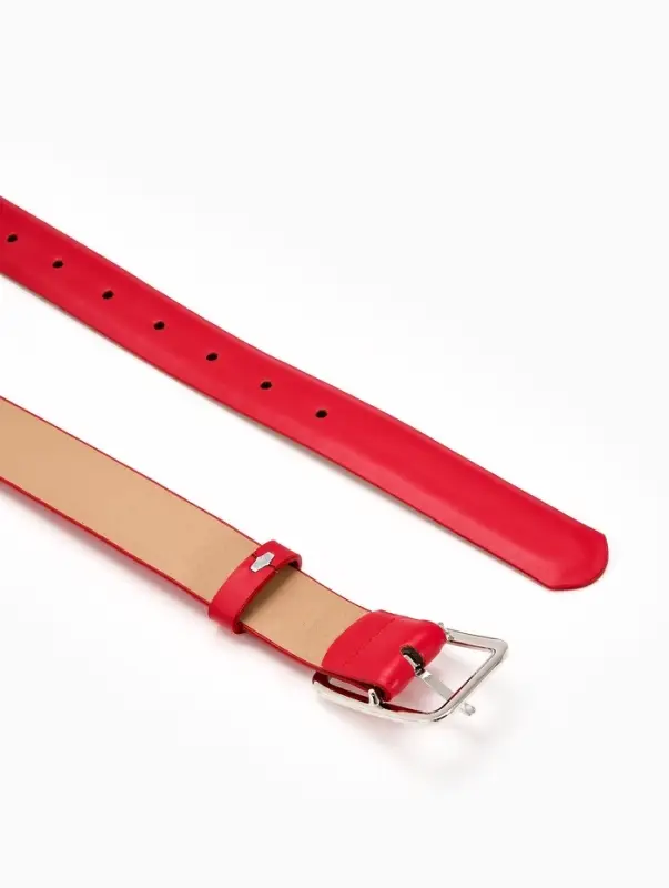 Ремень женский Classic, 110&times;3 см, пряжка металл, серебристая, красный