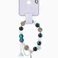 Браслет с подвесками &laquo;Сахарный. Башня с цветами&raquo;, d=6 см, шар №10/8, чёрный, синий в серебре