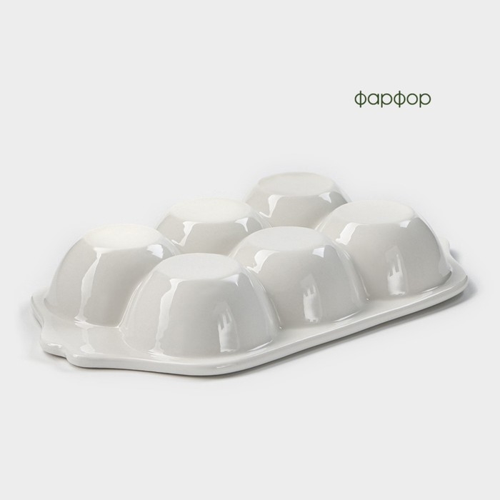 Подставка фарфоровая для яиц 6 ячеек Bella Tenero, 19,2×11×3,6 см, цвет белый