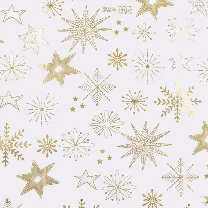 Бумага упаковочная тишью, новогодняя упаковка "Золотые снежинки",50 х 66 см.
