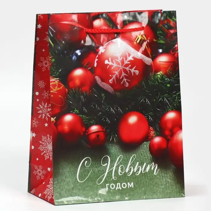 Пакет подарочный новогодний ламинированный &laquo;Ёлочные игрушки&raquo;, MS 18 х 23 х 8 см
