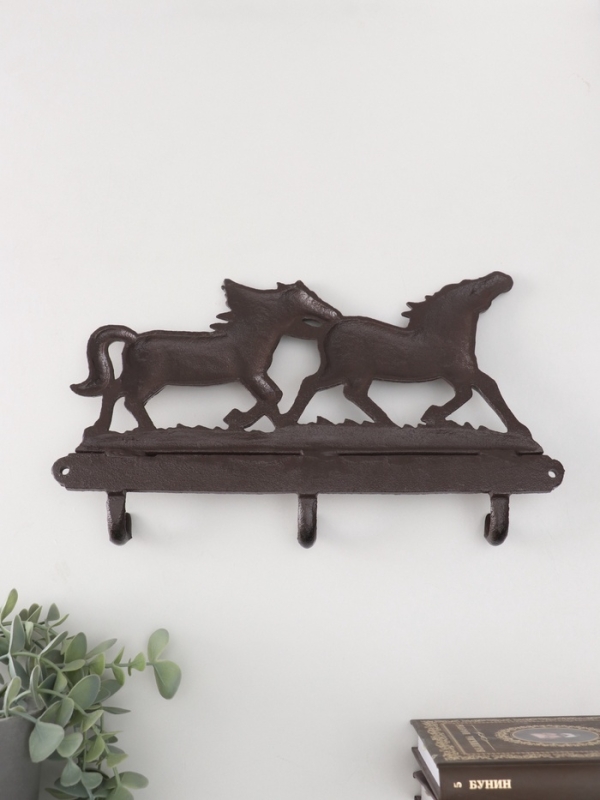 Крючки декоративные чугун Крючки декоративные чугун "Двойка коней" 30х4х18 см