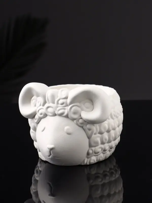 Кашпо "Баран" 12х10х7 см, натуральный, гипс