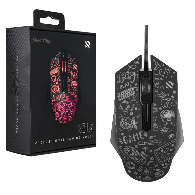 Мышь игровая проводная Smartbuy RUSH X15 черная (SBM-745G-K) /80