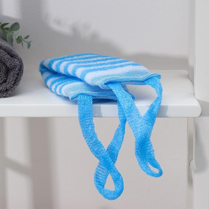 Мочалка-лента для тела Доляна, 43×12 см, жёсткая, узкая, цвет МИКС