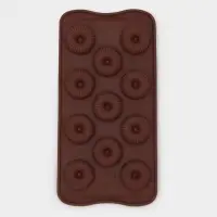 Форма для конфет и шоколада Доляна &laquo;Колечко.Риб&raquo;, силикон, 21&times;10.5&times;1.8 см, 11 ячеек, коричневая