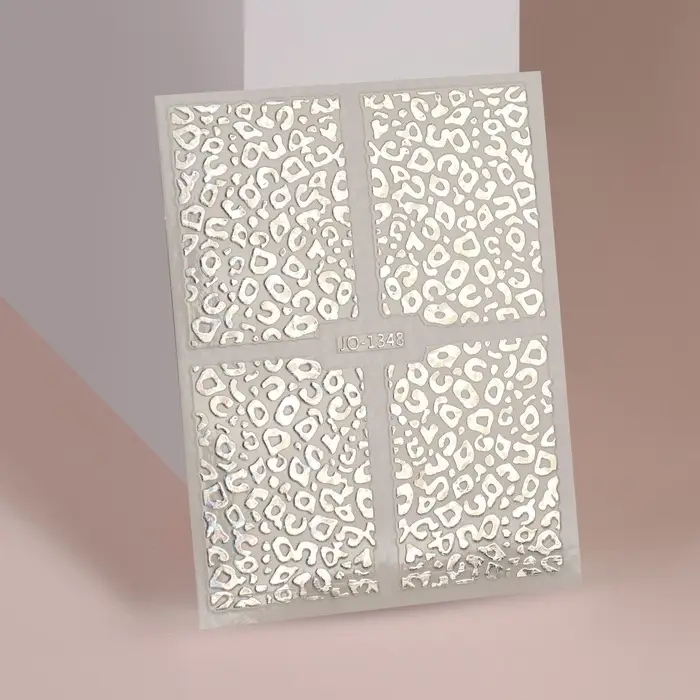 Наклейки для ногтей «Леопард», фольгированные, голографические, цвет серебристый