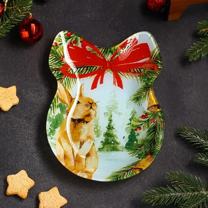 Блюдо стеклянное сервировочное Доляна «Бант. Кролик в лесу», 23×16,5 см Блюдо стеклянное сервировочное Доляна «Бант. Кролик в лесу», 23×16,5 см