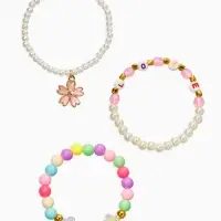 Браслет детский «Выбражулька», 3 шт. набор, цветок, бусины, цветной Браслет детский «Выбражулька», 3 шт. набор, цветок, бусины, цветной