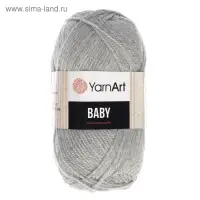 Пряжа для вязания спицами, крючком YarnArt, Baby, 100% акрил, 150 м/50 г, (195 серый)