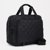 Сумка дорожная на молнии, с увеличением, наружный карман, длинный ремень, чёрная