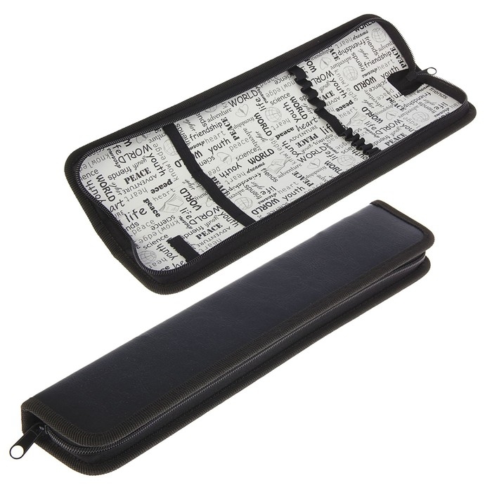 Пенал для кистей, 340 x 70 мм, экокожа,  Пенал для кистей, 340 x 70 мм, экокожа, "Оникс", ПКЗ 08-50, цвет чёрный