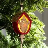 Ёлочная игрушка &laquo;Домик с Дедом Морозом&raquo;, 9&times;8&times;4 см, от батареек, свечение тёплое белое