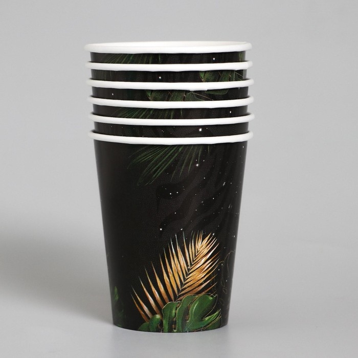 Набор бумажной посуды одноразовый С днём рождения&raquo;, тропики, 6 тарелок, 6 стаканов, 1 гирлянда