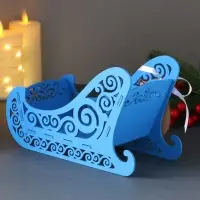 Шкатулка "Сани" с магнитом, 23х10х14 см, синий
